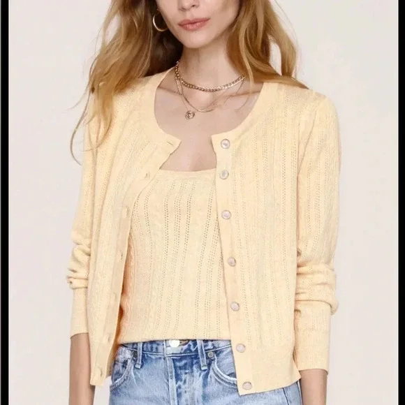 Heartloom Vale Cardi‎ Yellow Button Down Cardigan Sweater - Medium - Picture 14 of 14